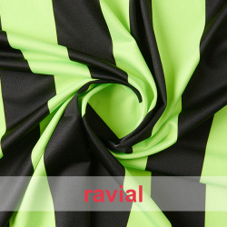 Tejido de punto con estampado rayas 4.50 cm flúor.