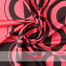 Tejido de punto con estampado círculos y rayas.