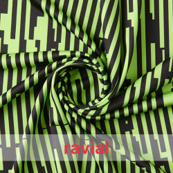 Tejido de punto con estampado de rayas cortadas.