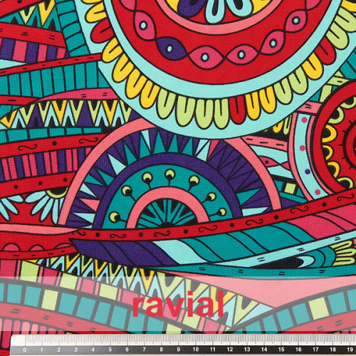 Tejido de poliéster con estampado abstracto.