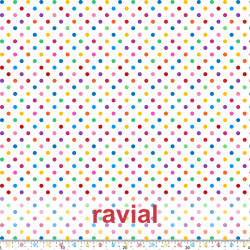 Tela de raso con poca caída. Estampado de lunares de 0,60 cms.