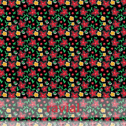 Tela de raso con poca caída. Estampado de florecitas.