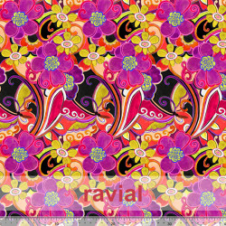 Tejido de poliéster estampado de flores.
