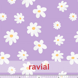 Tejido de poliéster estampado de flores.