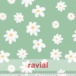 Tejido de poliéster estampado de flores.