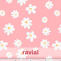 Tejido de poliéster estampado de flores.