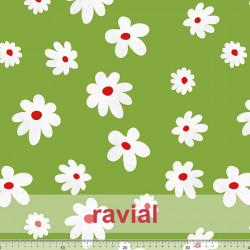 Tejido de poliéster estampado de flores.