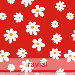 Tejido de poliéster estampado de flores.