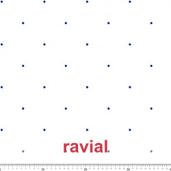 Tejido de poliéster estampado de lunares de 0,50 cms.