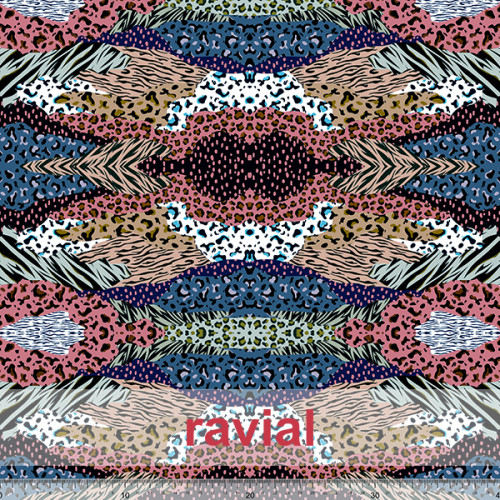 Tejido de poliéster estampado abstracto. Animal print.
