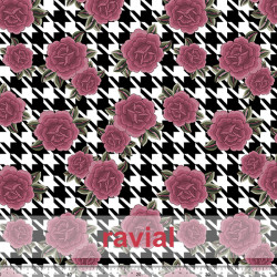 Tejido de poliéster estampado de flores con pata de gallo.