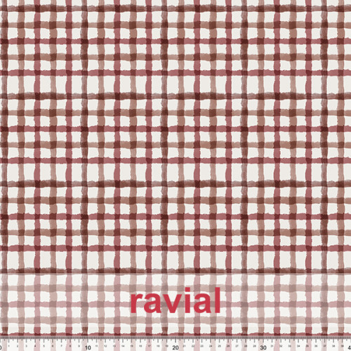 Tejido apariencia lino, reciclado. Estampado de cuadros.