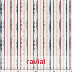 Tejido apariencia lino, reciclado. Estampado de rayas.