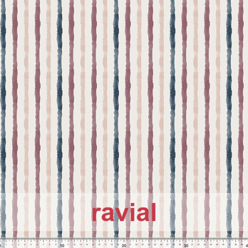 Tejido apariencia lino, reciclado. Estampado de rayas.