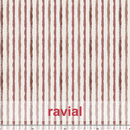Tejido apariencia lino, reciclado. Estampado de rayas.