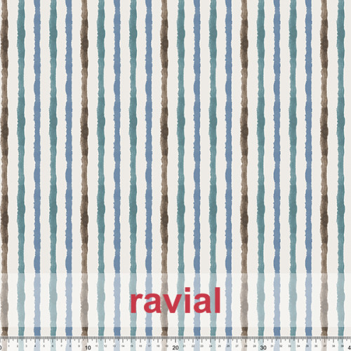 Tejido apariencia lino, reciclado. Estampado de rayas.