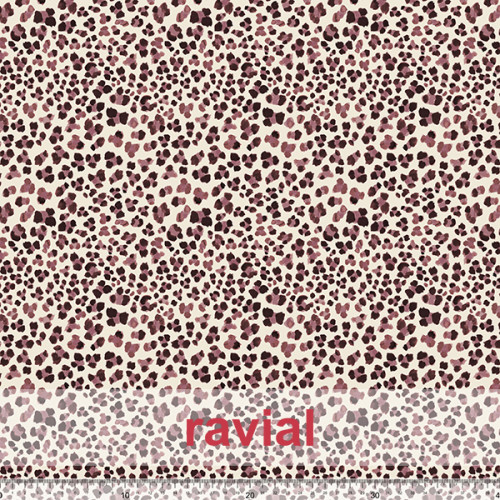 Tejido apariencia lino, reciclado. Estampado animal print.