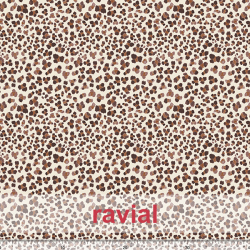 Tejido apariencia lino, reciclado. Estampado animal print.
