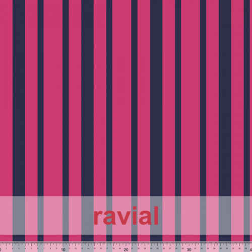 Tela de gasa tupida. Estampado de rayas.