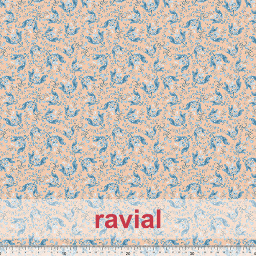 Tela de gasa tupida. Estampado de ramas.