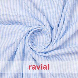 BABU. Tejido de bambula con estampado infantil de rayas de 0,50 cms. aprox.