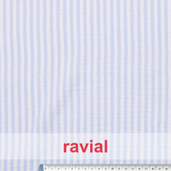 BABU. Tejido de bambula con estampado infantil de rayas de 0,50 cms. aprox.