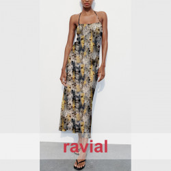 Tejido de poliéster reciclado tipo crep. Estampado.