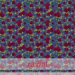 D-TABLAO ESTP. Tela de punto especial para faldas de ensayo. Estampado de flores y lunares de 0,20 cms. aprox.