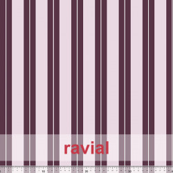 TAHITI. Tejido satinado, muy fino y suave. Estampado de rayas de 2,60 cms. aprox.