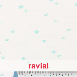 POPELIN 50 ALGODON ESTP. Tejido de popelín de algodón. Estampado de peces.