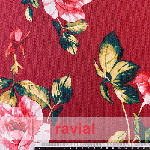 IRAI. Tissu satiné rigide, avec  motif floral.