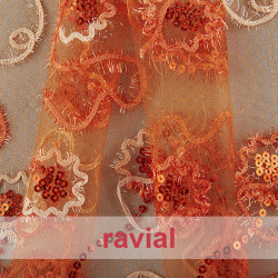 FANTASIA FAGUS. Tulle fabric with floral ornaments. Perfect for child costumes like a princess dress.