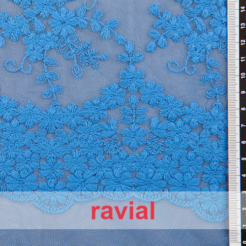MALAGA. Embroidered elastic tulle fabric.