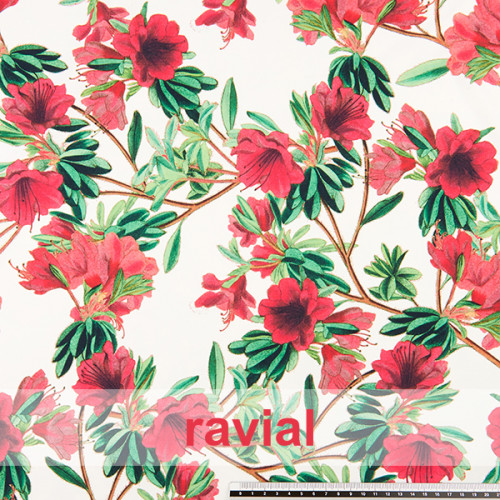 GUAJIRA. Soft techno-peach bi-elastic fabric, with floral print.