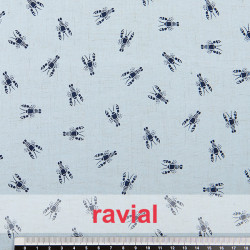 DALA. Soft viscose and linen fabric with lobster print.