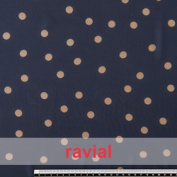 RAIZA. Thin chiffon fabric with printed polka dots 1,20 cm.