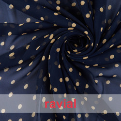 RAIZA. Thin chiffon fabric with printed polka dots 1 cm.