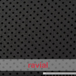 DRAVA FLOCADO. Tissu fin en mousseline floqué à pois fins, de 0,60 mm.