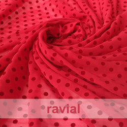DRAVA FLOCADO. Tela de gasa fina con lunar flocado, de 0,60 mm. OEKO-TEX Standard 100