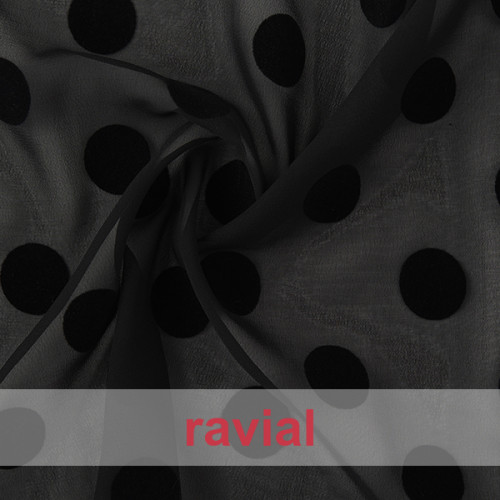 DRAVA FLOCADO. Tissu fin en mousseline floqué.