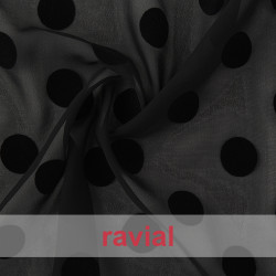 DRAVA FLOCADO. Tissu fin en mousseline floqué.