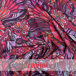 DANZA ZUMBA. Tissu en maille imprimé avec fleurs jungle. OEKO-TEX Standard 100