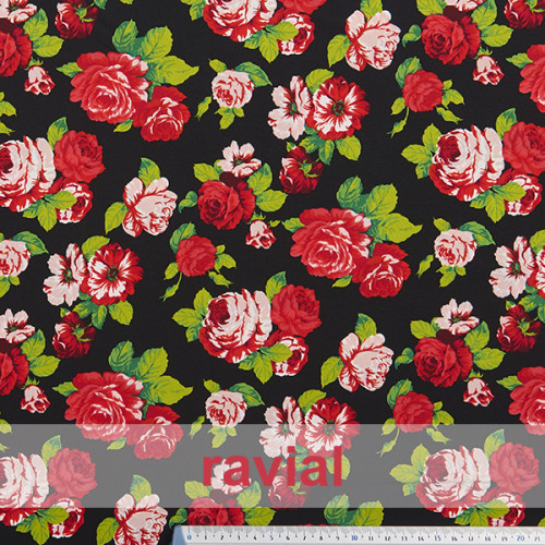 NATASHA. Dape crêpe fabric for flamenco dresses, floral print.